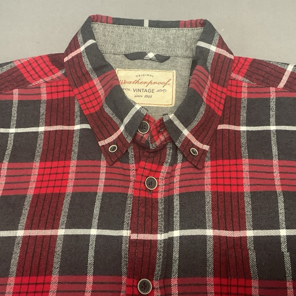 Weatherproof Men's Red and Black Plaid Shirt Size XL